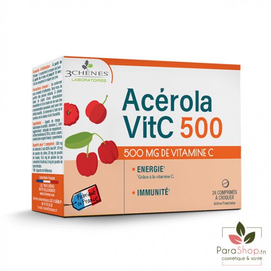 3 CHENES ACEROLA 500 24 COMPRIMES 