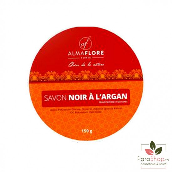 ALMAFLORE SAVON NOIR - Olive BIO et Huile d'argan - 150gr