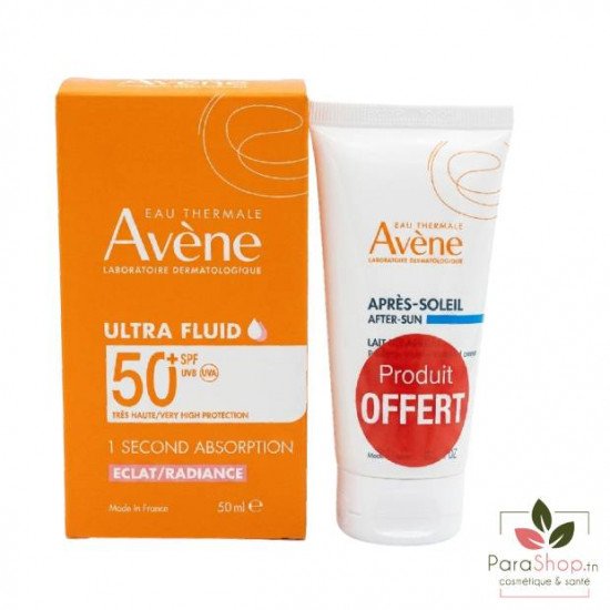AVENE DUO ULTRA FLUID ECLAT RADIANCE SPF50 + LAIT APRES SOLEIL OFFERT AVENE DUO ULTRA FLUID ECLAT RADIANCE SPF50 + LAIT APRES SOLEIL OFFERT