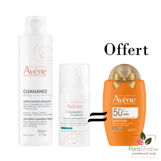 AVENE PACK Cleanance Hydra Creme Lavante + Comedomed 30ml + Ultra Fluid Perfecteur Teinte OFFERT AVENE PACK Cleanance Hydra Creme Lavante + Comedomed 30ml + Ultra Fluid Perfecteur Teinte OFFERT