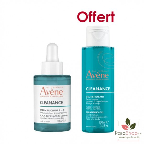 AVENE PACK CLEANANCE Serum Exfoliant A.H.A + GEL NETTOYANT 100ML OFFERT