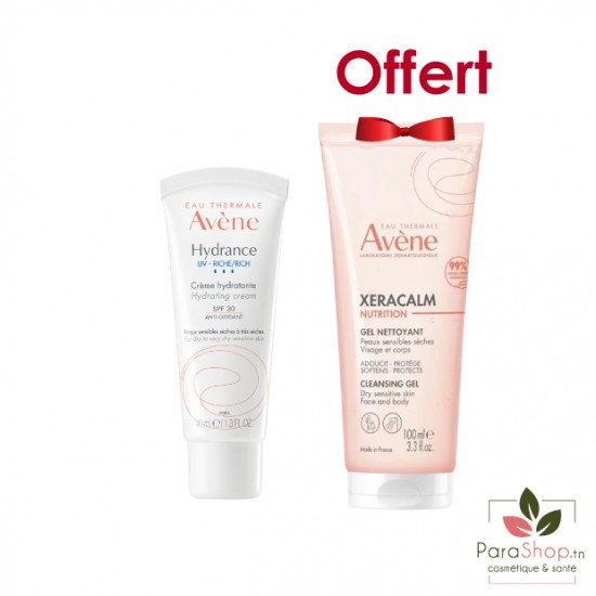 AVENE PACK HYDRANCE UV RICHE CREME SPF30 + XERACALM GEL NETTOYANT 100ML OFFERT