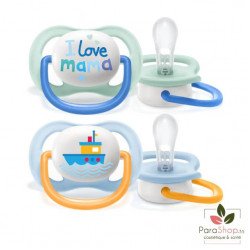 AVENT 2 Sucettes Ultra Air Happy 0-6M - Bleu