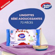 BABY PUR LINGETTES BEBE ADOUCISSANTES 0M+ 72 PIECES