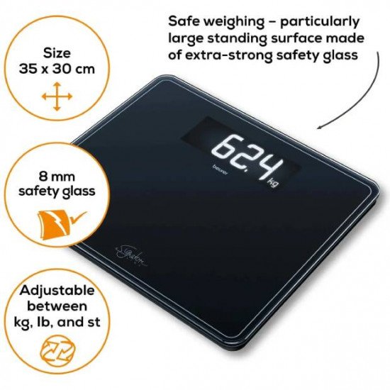 BEURER GS 410 Pese Personne en Verre 