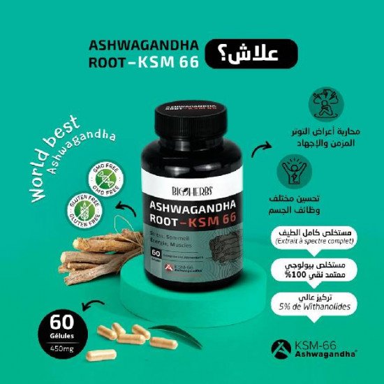 BIOHERBS ASHWAGANDA KSM 66 60 GELULES
