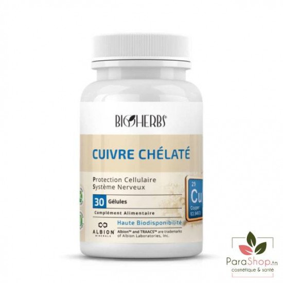 BIOHERBS CUIVRE CHELATE 30 GELULES BIOHERBS CUIVRE CHELATE 30 GELULES