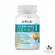 BIOHERBS VITAMINES D3+K2 30 GELULES