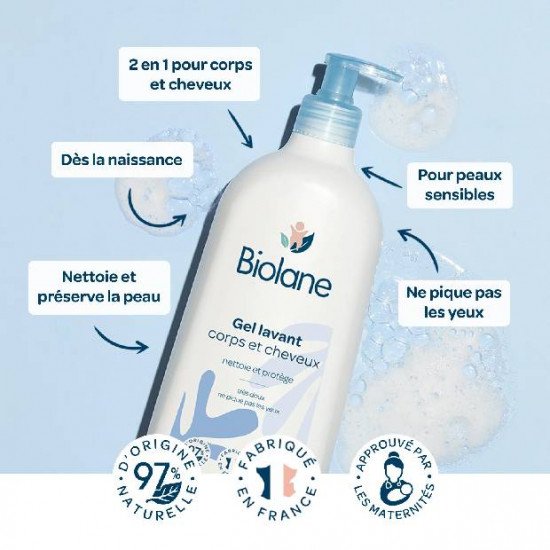 Biolane Gel Lavant Corps et Cheveux 2en1 350ML