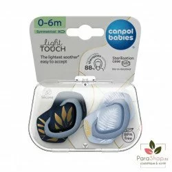 CANPOL BABIES 2 Sucettes Symetriques Silicone 0-6M Gold Bleu 22/664