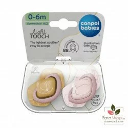 CANPOL BABIES 2 Sucettes Symetriques Silicone 0-6M Gold Rose 22/664