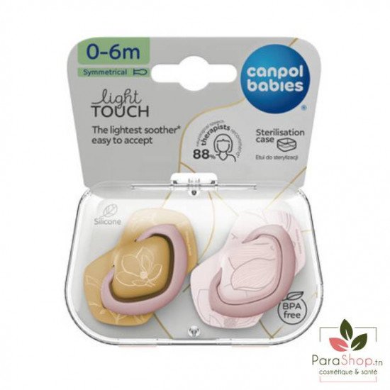 CANPOL BABIES 2 Sucettes Symetriques Silicone 0-6M Gold Rose 22/664