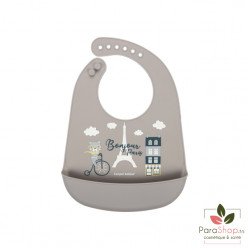 CANPOL BABIES BAVOIR SILICONE AVEC POCHE BONJOUR PARIS - Beige - 74/027 CANPOL BABIES BAVOIR SILICONE AVEC POCHE BONJOUR PARIS - Beige - 74/027