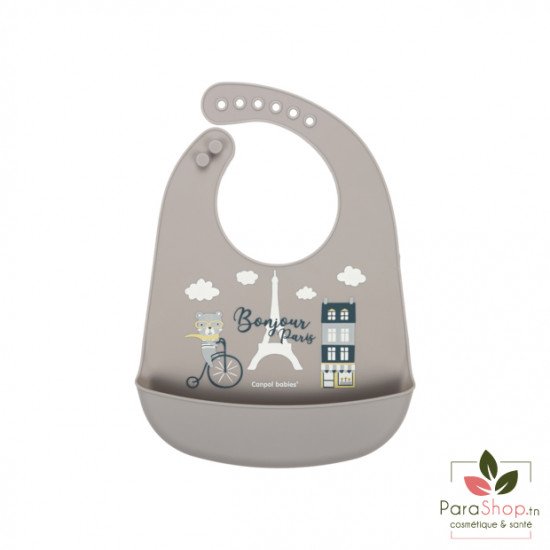 CANPOL BABIES BAVOIR SILICONE AVEC POCHE BONJOUR PARIS - Beige - 74/027