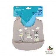 CANPOL BABIES BAVOIR SILICONE AVEC POCHE BONJOUR PARIS - Beige - 74/027