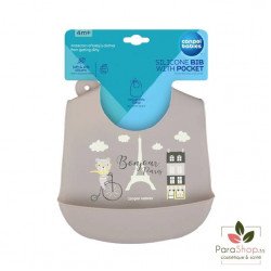 CANPOL BABIES BAVOIR SILICONE AVEC POCHE BONJOUR PARIS - Beige - 74/027