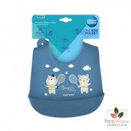 CANPOL BABIES BAVOIR SILICONE AVEC POCHE BONJOUR PARIS - BLEU - 74/027