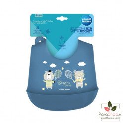 CANPOL BABIES BAVOIR SILICONE AVEC POCHE BONJOUR PARIS - BLEU - 74/027