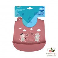 CANPOL BABIES BAVOIR SILICONE AVEC POCHE BONJOUR PARIS - Red - 74/027