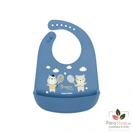 CANPOL BABIES BAVOIR SILICONE AVEC POCHE BONJOUR PARIS - BLEU - 74/027