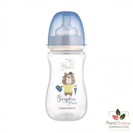 CANPOL BABIES Biberon Anti Colique Col Large 240ML Bonjour Paris - Bleu - 35/232