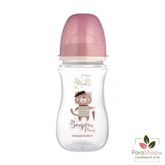 CANPOL BABIES Biberon Anti Colique Col Large 240ML Bonjour Paris - Rose - 35/232