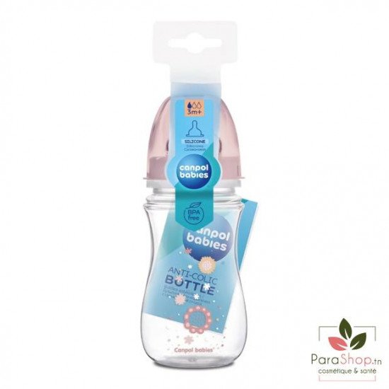 CANPOL BABIES Biberon Anti Colique Col Large 240ML NOUVEAU NE - Rose - 35/217