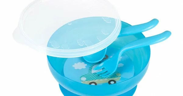 Bol Bébé Avec Ventouse + Couverts Bambou/silicone - Ensemble Anti-dérapant, Lavable Au Lave-vaisselle, Sans BPA