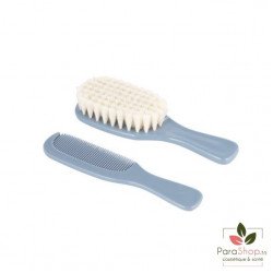 CANPOL BABIES Brosse et Peigne Poils Naturels - NOUVEAU NE GOLD BLEU - 7/406_blu2