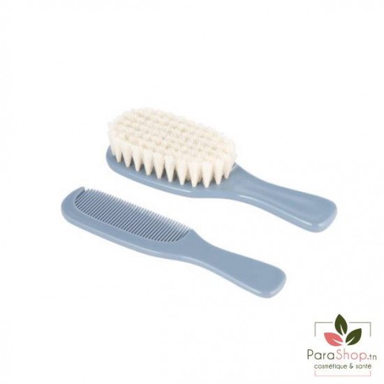 CANPOL BABIES Brosse et Peigne Poils Naturels - NOUVEAU NE GOLD BLEU - 7/406_blu2