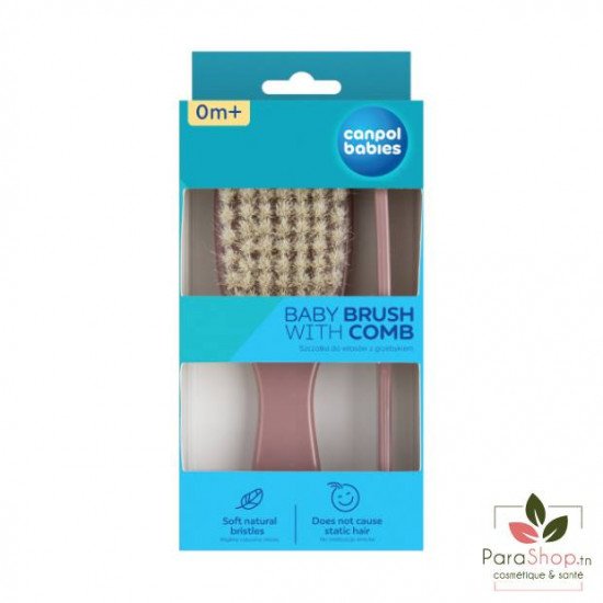 CANPOL BABIES Brosse et Peigne Poils Naturels - NOUVEAU NE GOLD ROSE - 7/406_pin2