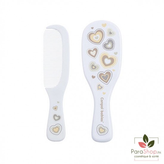 CANPOL BABIES Brosse et Peigne Poils Naturels - NOUVEAU NE BLANC - 7/406 