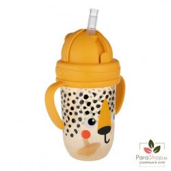 CANPOL BABIES Tasse Anti Fuites avec Paille 270ML Babiesboo Guepard - 56/617_ora