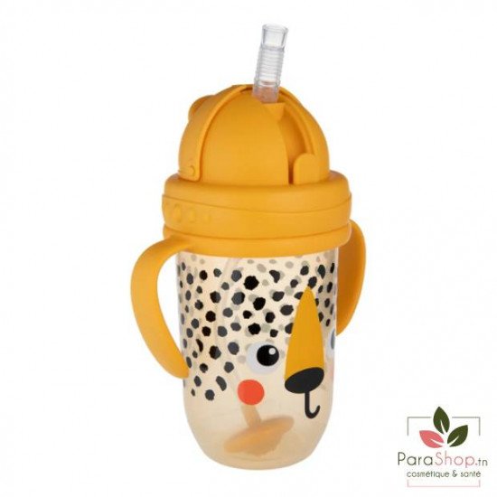 CANPOL BABIES Tasse Anti Fuites avec Paille 270ML Babiesboo Guepard - 56/617_ora