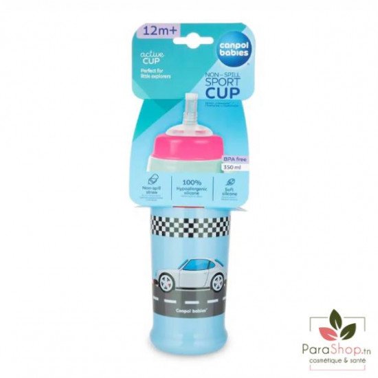 CANPOL BABIES Tasse Sport avec Paille et Couvercle Bleue - 56/516 