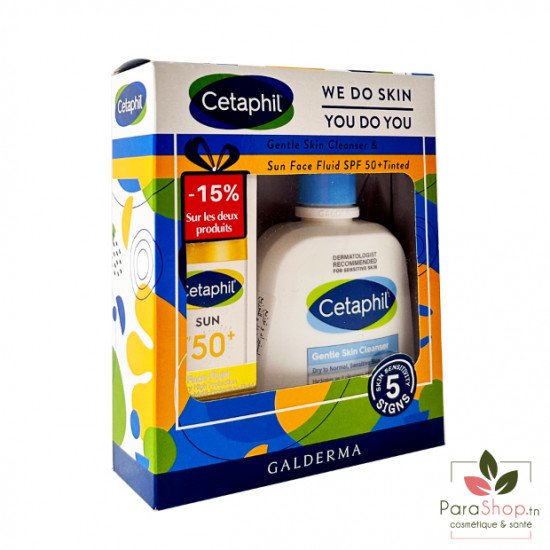 Cetaphil Coffret Sun Face Fluid Teinte SPF50+ + CETAPHIL LOTION NETTOYANTE 236ML	