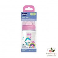 Chicco Biberon Well-Being 150ml 0m+ en caoutchouc Rose