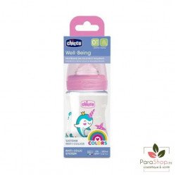 Chicco Biberon Well-Being 150ml 0m+ en caoutchouc Rose