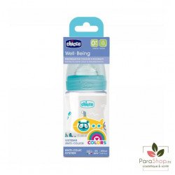 Chicco Biberon Well-Being 150ml 0m+ en caoutchouc bleu