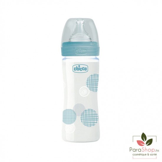 Chicco Biberon en Verre 240ML - Bleu