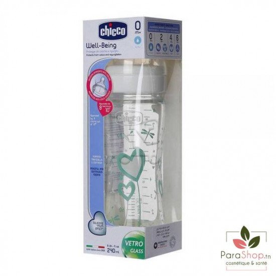 Chicco Biberon en Verre Unisexe 240ML 0M+
