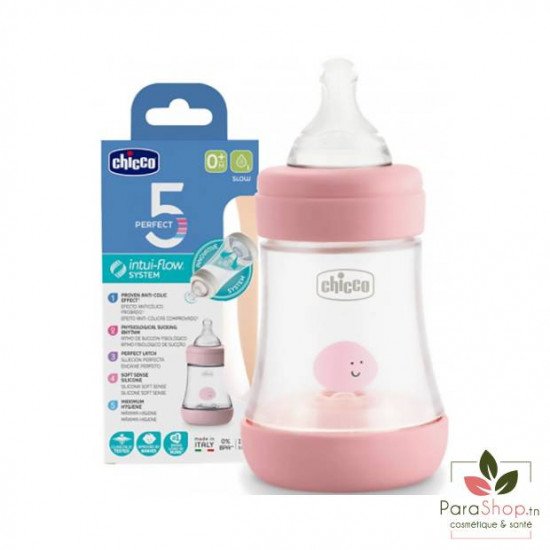 CHICCO BIBERON PERFECT 5 Flux Lent 0M+ 150ML Rose