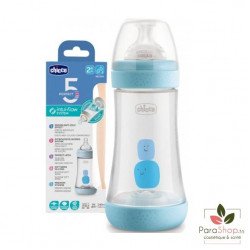 CHICCO BIBERON PERFECT 5 Flux Moyen 2M+ 240ML Bleu CHICCO BIBERON PERFECT 5 Flux Moyen 2M+ 240ML Bleu