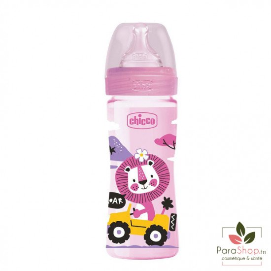 Chicco Biberon Well-Being  250ML - Rose - 2M+