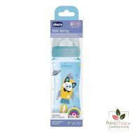 Chicco Biberon Well-Being - 330ml - Tétine silicone - Bleu 4M+