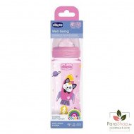 Chicco Biberon Well-Being - 330ml - Tétine silicone - Rose 4M+