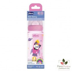 Chicco Biberon Well-Being - 330ml - Tétine silicone - Rose 4M+