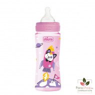 Chicco Biberon Well-Being - 330ml - Tétine silicone - Rose 4M+ Chicco Biberon Well-Being - 330ml - Tétine silicone - Rose 4M+