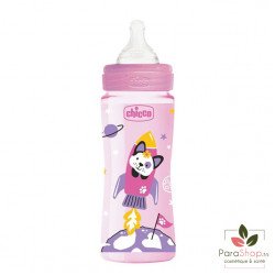 Chicco Biberon Well-Being - 330ml - Tétine silicone - Rose 4M+ Chicco Biberon Well-Being - 330ml - Tétine silicone - Rose 4M+