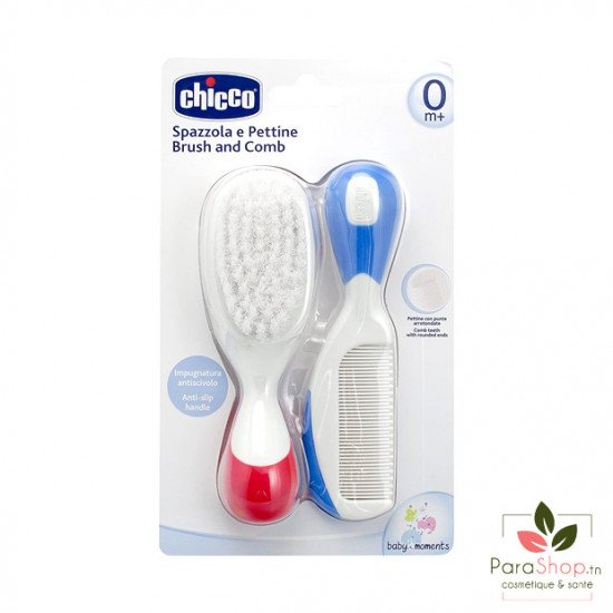 CHICCO BROSSE ET PEIGNE ROUGE ET BLEU